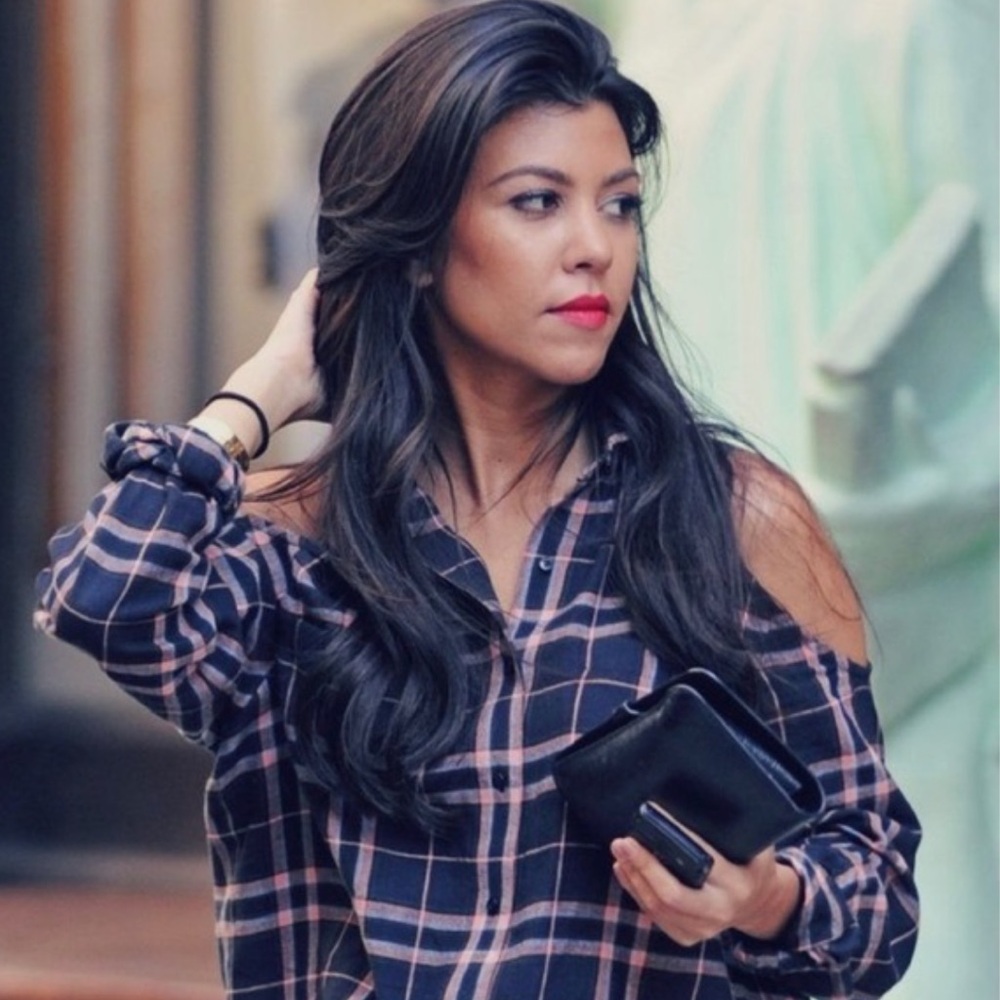 Unif Oversized Plaid Open-Shoulder Top - image 7